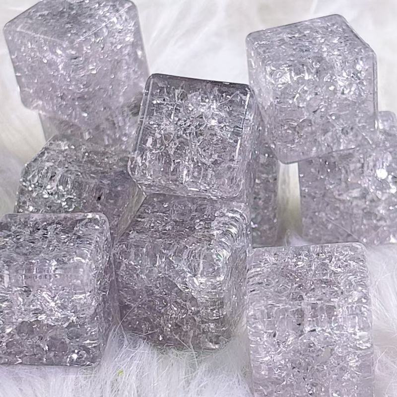 18mm爆花水晶仿真平面冰块方块DIY手工饰品配件材料彩色爆花冰裂|undefined