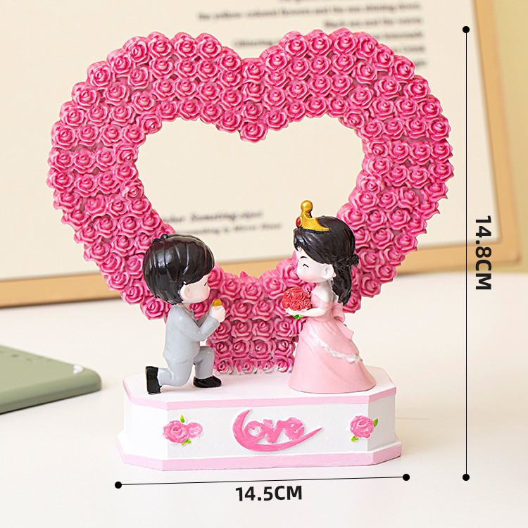 Nueva pareja, una familia de tres, decoración de artesanías de resina de boda, decoración de aniversario, decoración del hogar