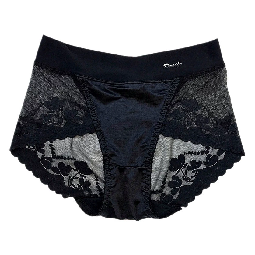 Высококачественные атласные легкие Роскошные кружевные трусы с высокой талией и подтяжкой живота, женские трусы больших размеров из чистого хлопка с промежностью и подтяжкой бедер