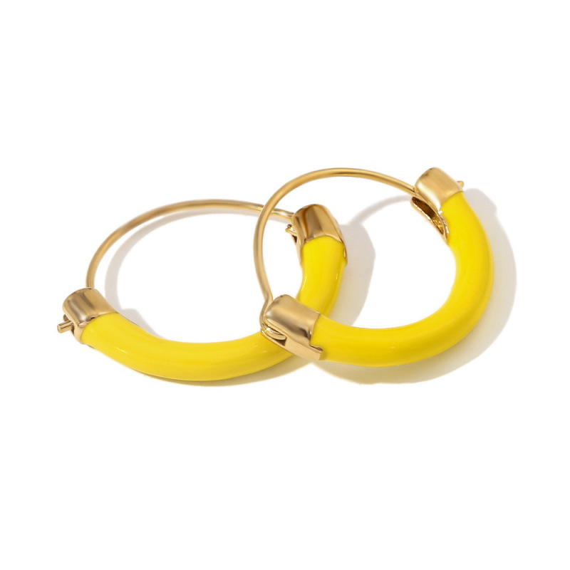 행잉 바스켓 오일 드롭 시리즈 귀걸이-골드-옐로우