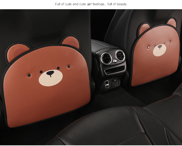 Car Anti-Kick Pad Cartoon Cute Stereo Ears Kidsren's Seat Back Anti-Scratch Pad Universal Decorative Rear Seat Back Anti-Kick