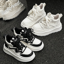 真皮厚底高帮小白鞋女2025秋冬新款网红百搭休闲运动加绒学生板鞋