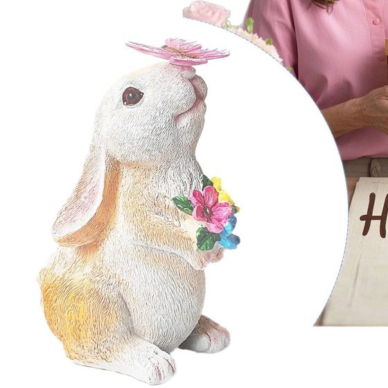 Outdoor solar luminous cat rabbit modeling lamp creative resin ornaments courtyard landscape garden decorative lamp