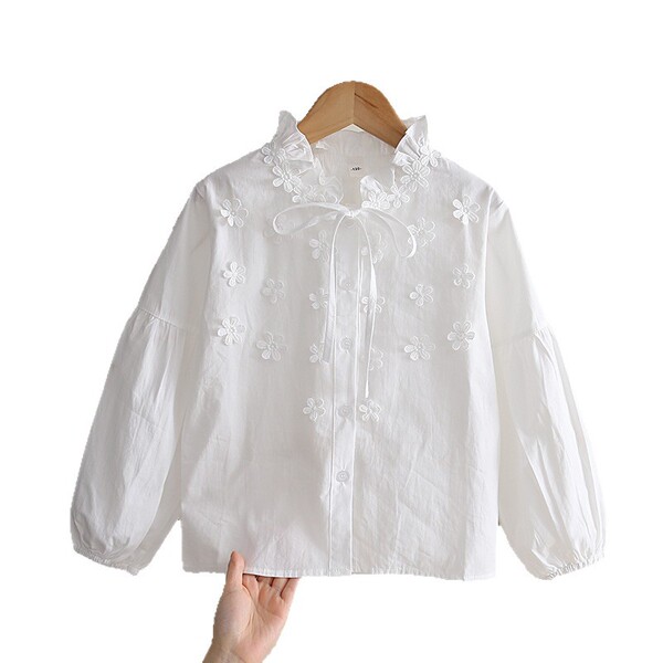 Autumn shirt girls white cotton girls shirt 2026 new style…