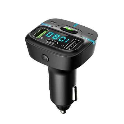 Cigarette Lighter Car Bluetooth Transmitter Receiver Lossless Music Hands-Free Calling Car MP3 Player (Mobil şarj cihazları) - black