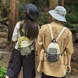潮流复古斜挎胸包新款潮流撞色迷你小背包户外运动徒步登山双肩包