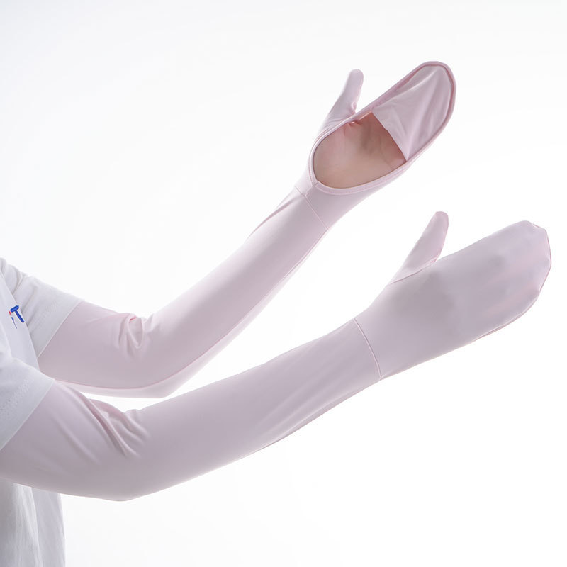 Protector solar mangas de hielo largas para mujer, seda de hielo de verano, protección UV, protección solar, protección solar, conducción, protector de manos, mangas de palma expuestas