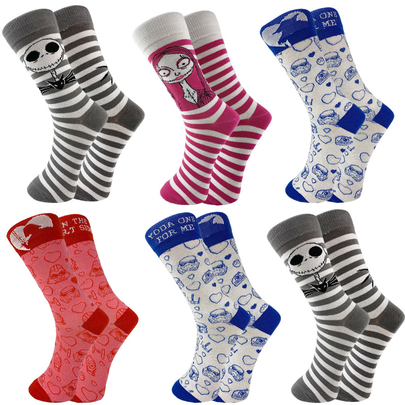 Gift box new European and American personality Jack men's cotton socks cartoon Star Wars trend tube socks manufacturers direct supply