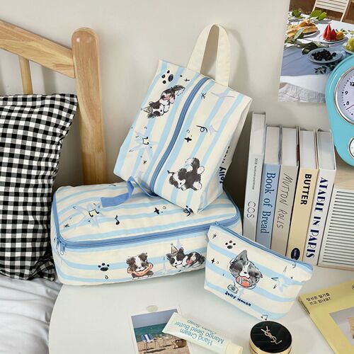 Cute Music Border Collie Travel Storage Bag, Clothes Organizer Bag, Suitcase Clothes Packing Set, Travel Four-Piece Set