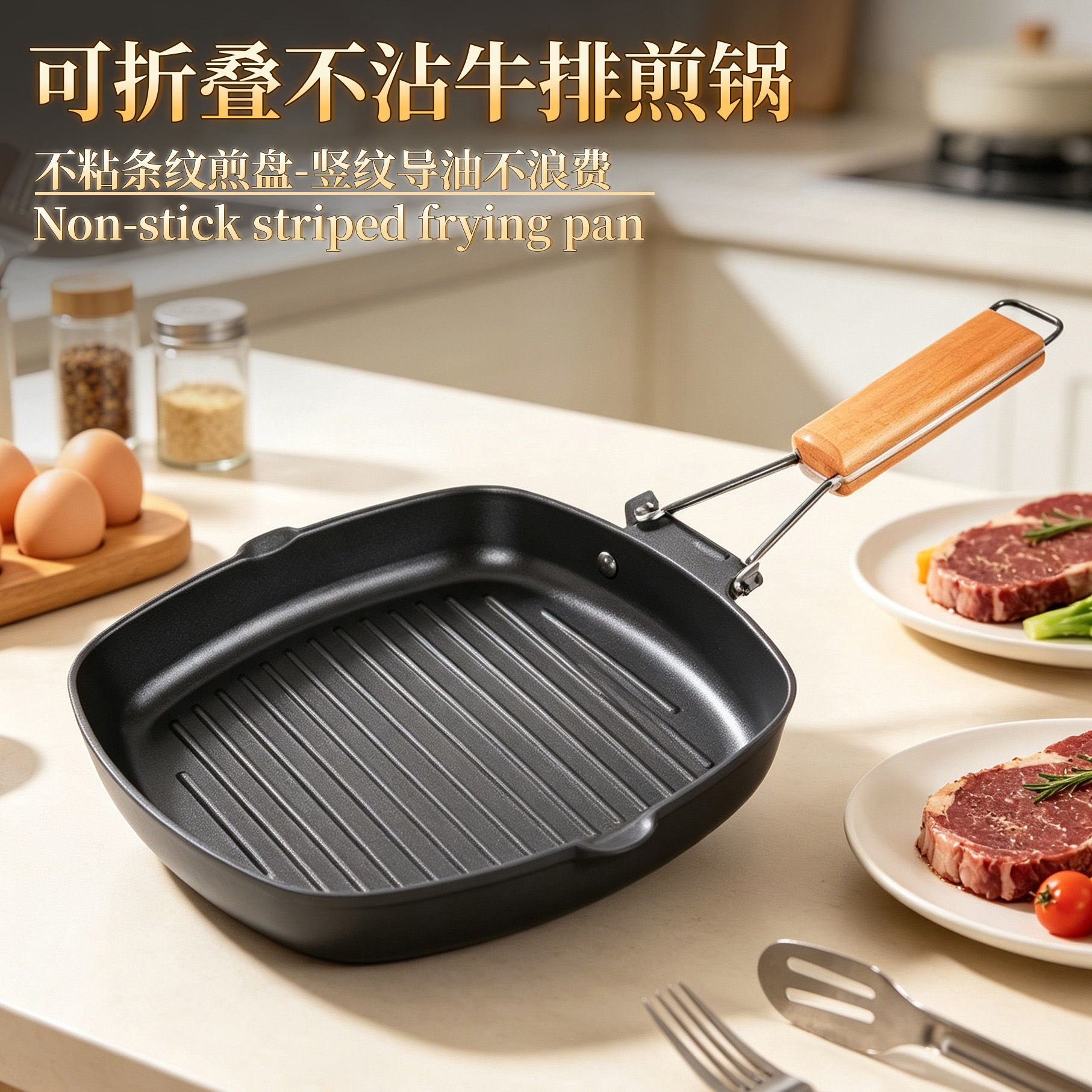 20-28cm 철냄비 접이식 야외 조리기구 논스틱 스테이크 팬 프라이팬 야외 휴대 공장 직매