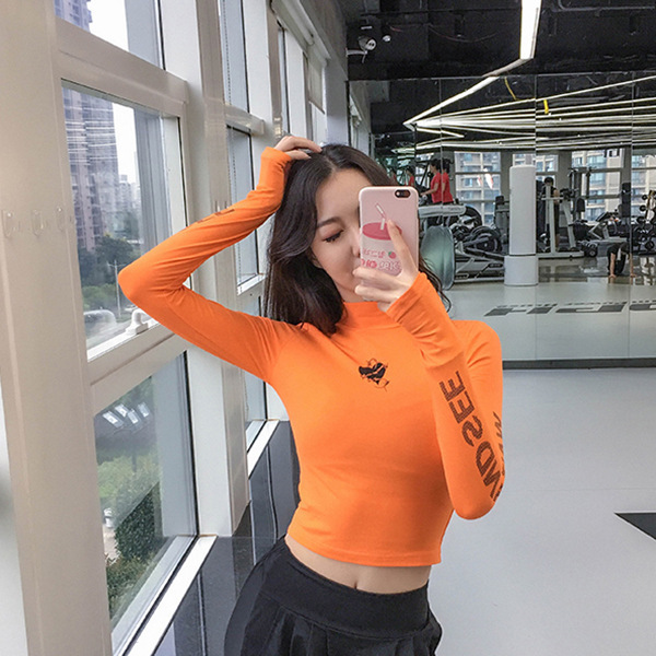 Ins High Neck Slim-fit Short Navel-exposed Long-sleeved T-shirt Women's Autumn and Winter Tight Base Shirt Hip-hop Dancing Fitness Top Trendy Ins High Neck Slim-fit Short Navel-exposed Long-sleeved T-shirt Women's Autumn and Winter Tight Base Shirt Hip-hop Dancing Fitness Top Trendy