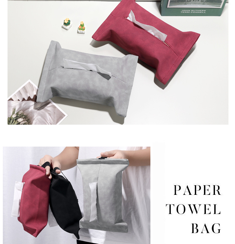 Car Tissue Box Solid Color Bag Hanging Ins Storage Car Paper Box Car Armrest Box Multifunctional Paper Box
