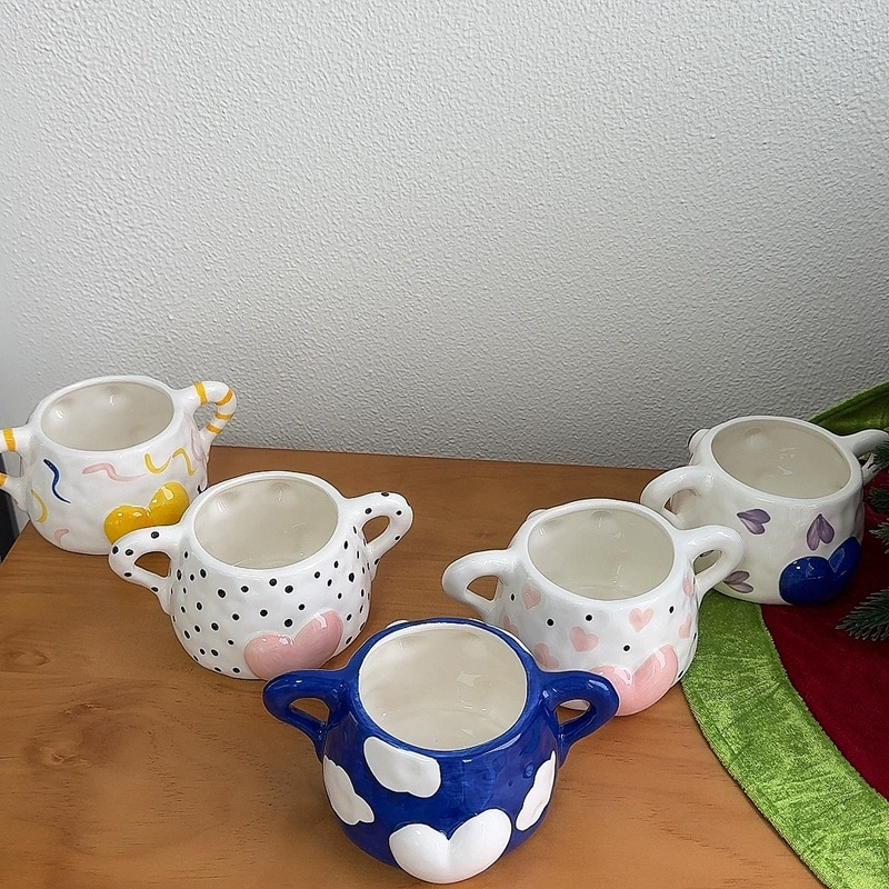 (Cross-border trading), design ceramic cartoon capacious tea cup with glass, tableware