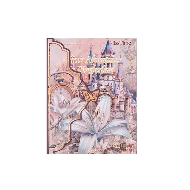 Recoger el paquete de papel de material retro Alicia en el país de las maravillas Serie Ilustración exquisita Libro de mano Decoración Papel de material