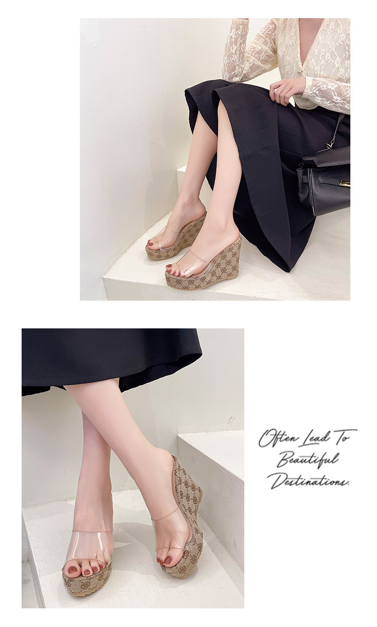 Wedge Sandals For Women Transparent Beach Slippers Stylish_voghion.com