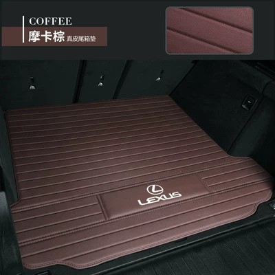 Suitable for Lexus Es200 Trunk Mat - lexus-tailgate-mat-coffee-brown-genuine-leather-wide-stripe-design-standard