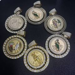 クロスボーダーヒップホップスタイル回転ペンダントネックレス合金パーソナライズされた宗教回転キューバフルダイヤモンドチェーンペンダント男性用