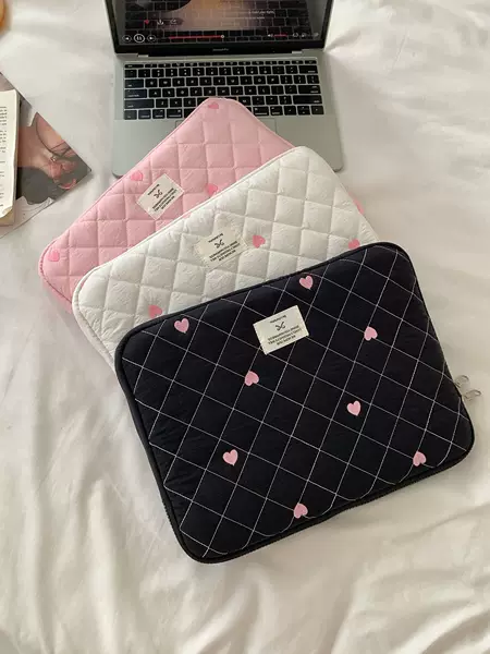 South Korea ins tablet computer bag storage cute diamond embroidery love 11/13/15 inch notebook storage bag