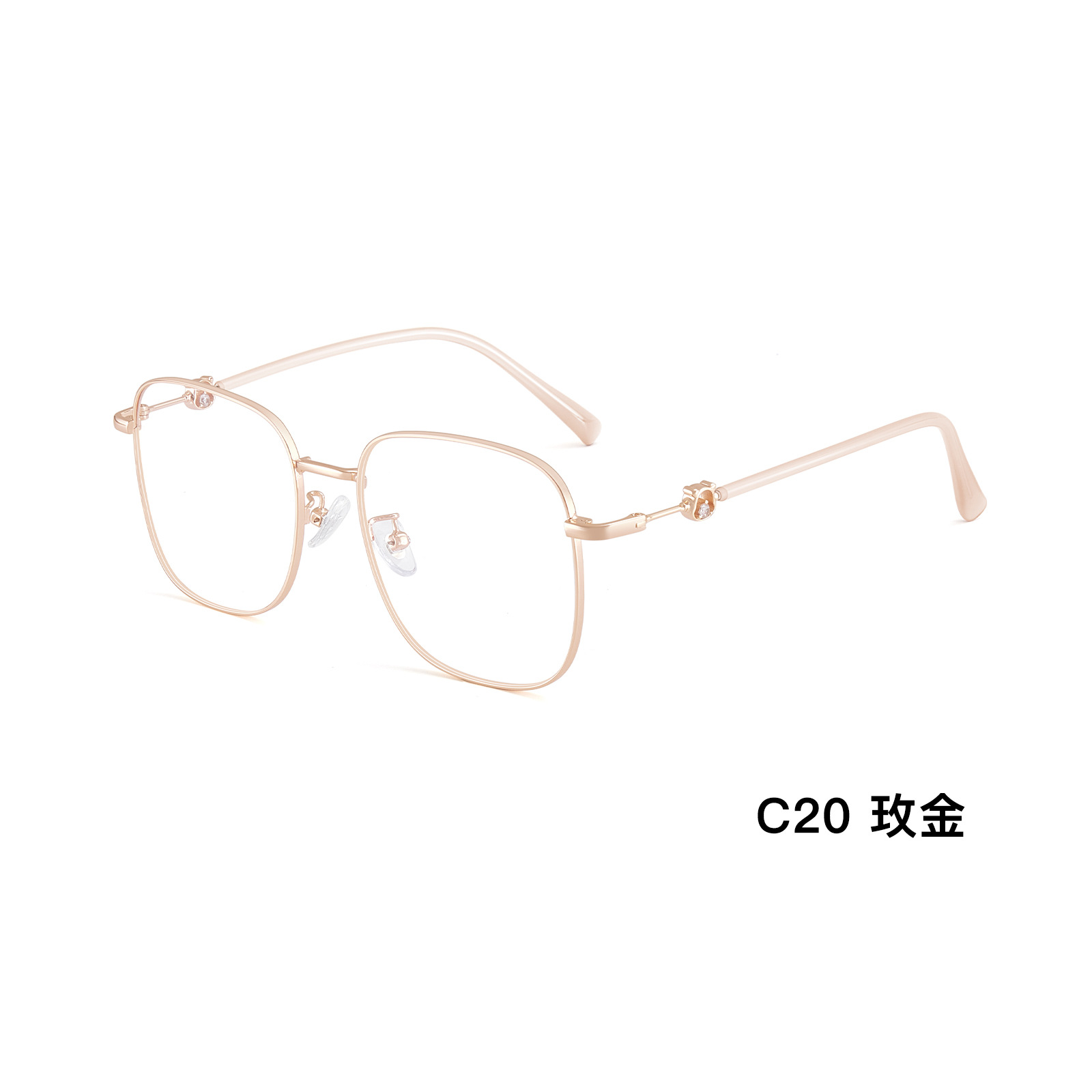 Yuanqi chica retrógrado gran marco dulce oso aleación metal marco de gafas antideslizante silicona suave soporte de nariz al por mayor con gafas