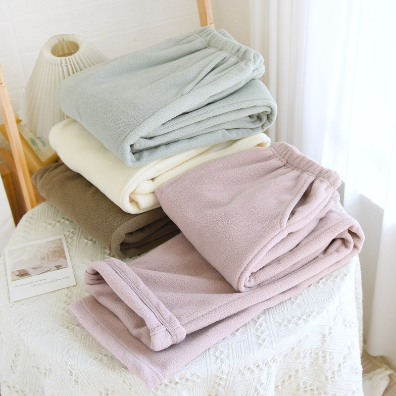 Snow Velvet Pajama Pants for Men and Women, Thickened and Warm, Loose-Fitting Solid Color Coral Fleece Flannel Autumn and Winter Home Warm Pants