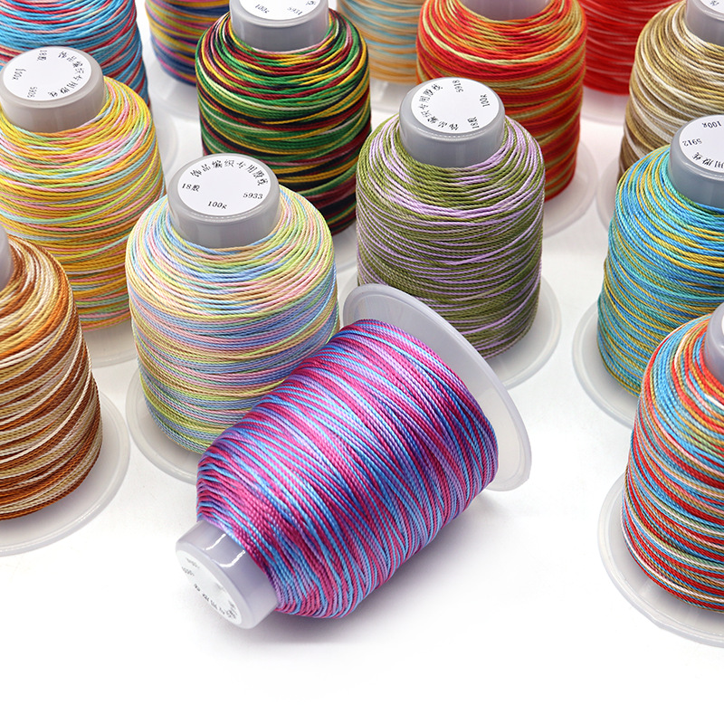 弘橋100g滌綸段染股線12股18股手工編織手鍊項鍊彩線編織線批發
