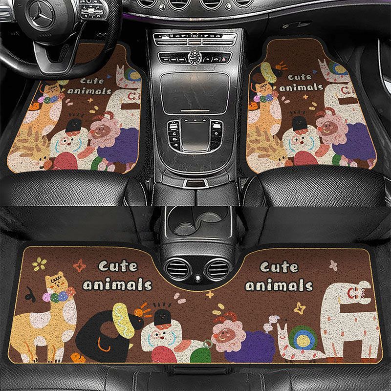 Cartoon Car Floor Mats, Cute and Dirt-Resistant, Cuttable and Stain-Resistant Wire Loop Car Mats