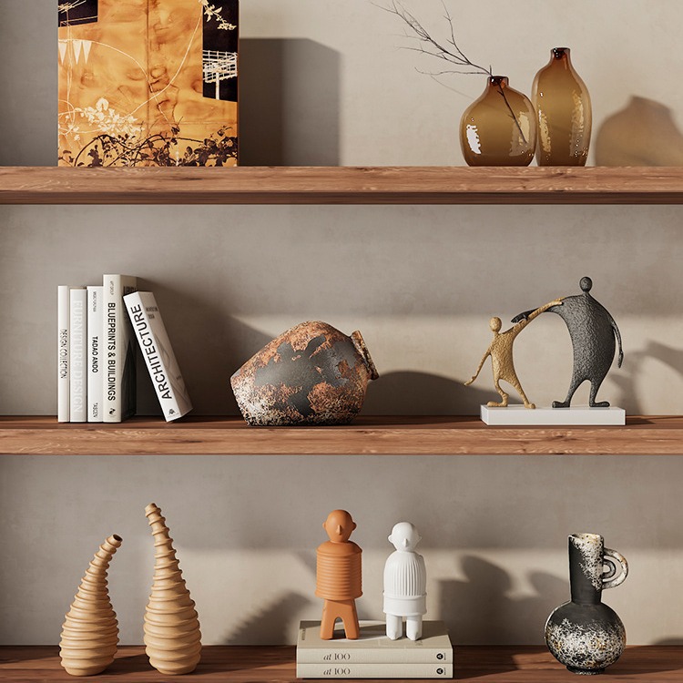 艺贝子侘寂中古风民宿酒店小众艺术摆件复古做旧陶瓷酒柜装饰品