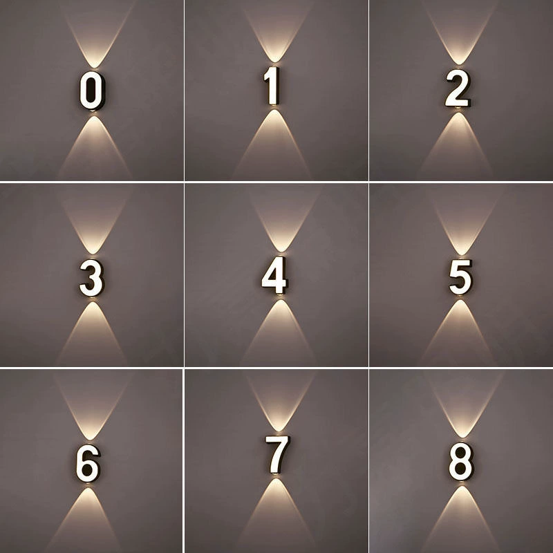 Светодиодный открытый открытый водонепроницаемый цифровой настенный светильник номер телефона LOGO настенная лампа прожекционный светильник для украшения двери отеля