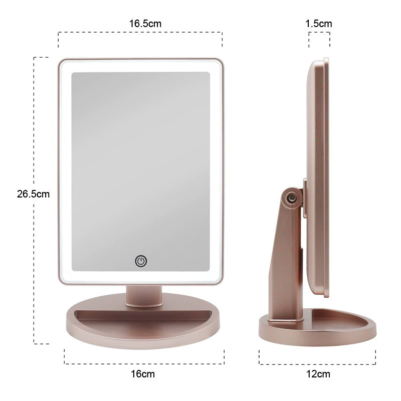 LED makeup mirror portable princess mirror makeup mirror with light touch screen LED light square dressing mirror student mirror