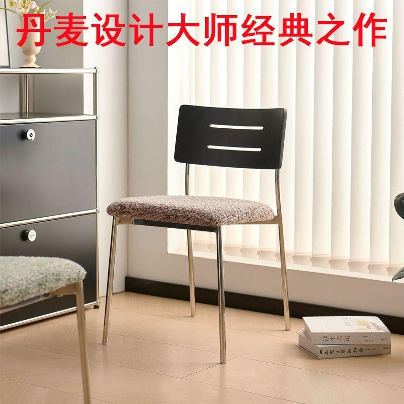 Medieval Style Retro Simple Modern Solid Wood Metal Frame Home Dining Room Soft-Covered Dining Chair Lacey Chair