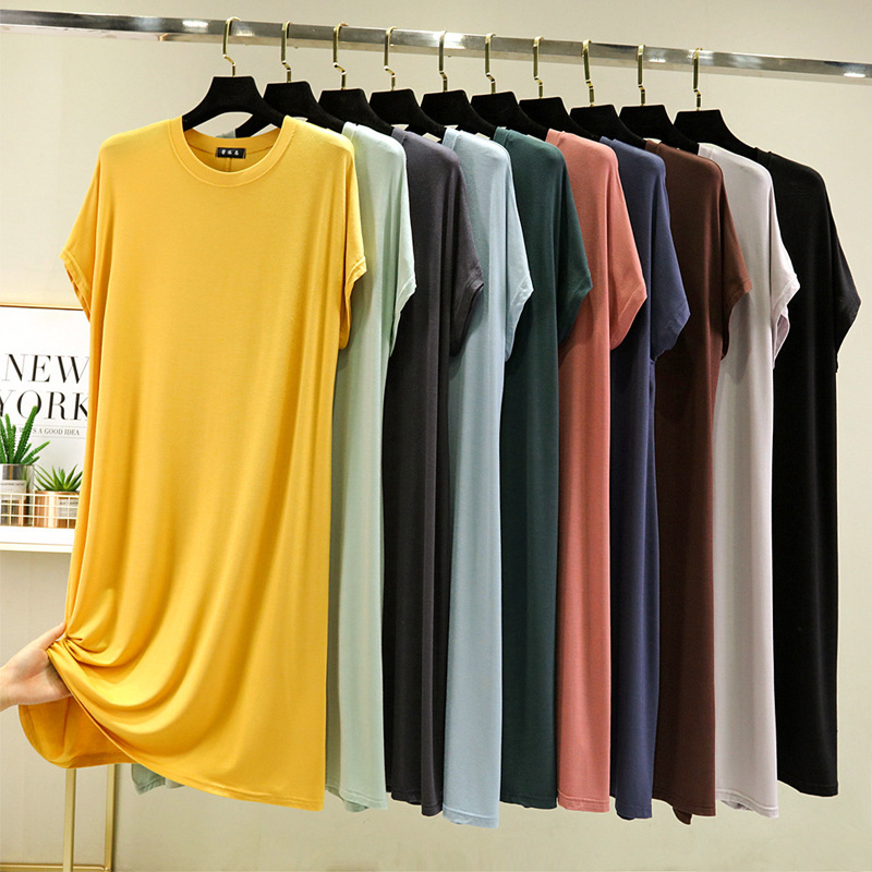 Modal Dress Summer Loose Large Size Casual Short-sleeved Women's Dress for Chubby Girls