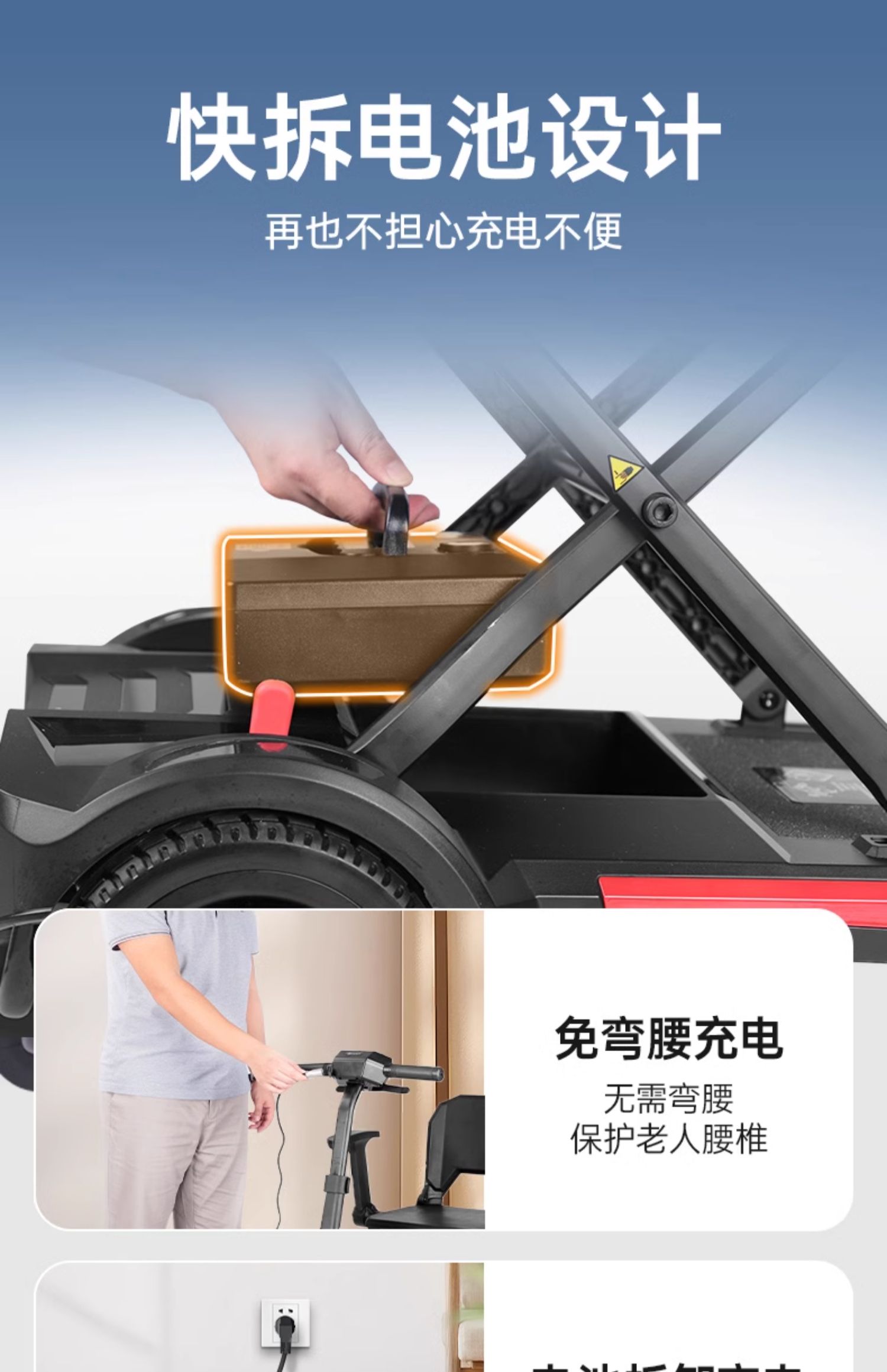 Yingluohua high-end elderly scooter electric automatic folding unfolding light electric car small travel battery car