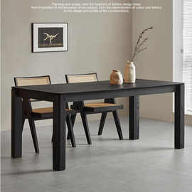北欧现代实木餐桌侘寂风白蜡木长方形原木饭桌大户型书桌工作台