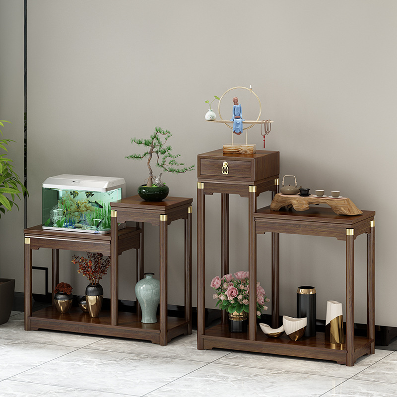 Luz de lujo de alta y baja combinación de soporte de flores sala de estar pequeño estante de tanque de peces de múltiples capas balcón verde rábano estante de almacenamiento sofá simple mesa auxiliar image 3