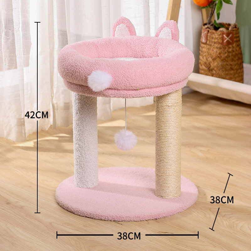 Marco de escalada para gatos con orejas de conejo, dos capas de nido para gatos, columna de agarre para gatos de sisal integrada, juguetes para trepar, suministros para mascotas al por mayor