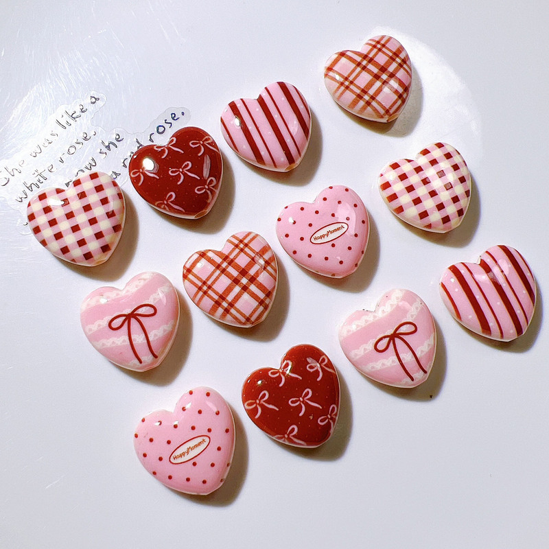 Acrylic Printed Beads Loose Beads DIY Bracelet Car Hanging Mobile Phone Chain Beaded through Hole Heart Flat Beads Pink Series Acrylic Printed Beads Loose Beads DIY Bracelet Car Hanging Mobile Phone Chain Beaded through Hole Heart Flat Beads Pink Series