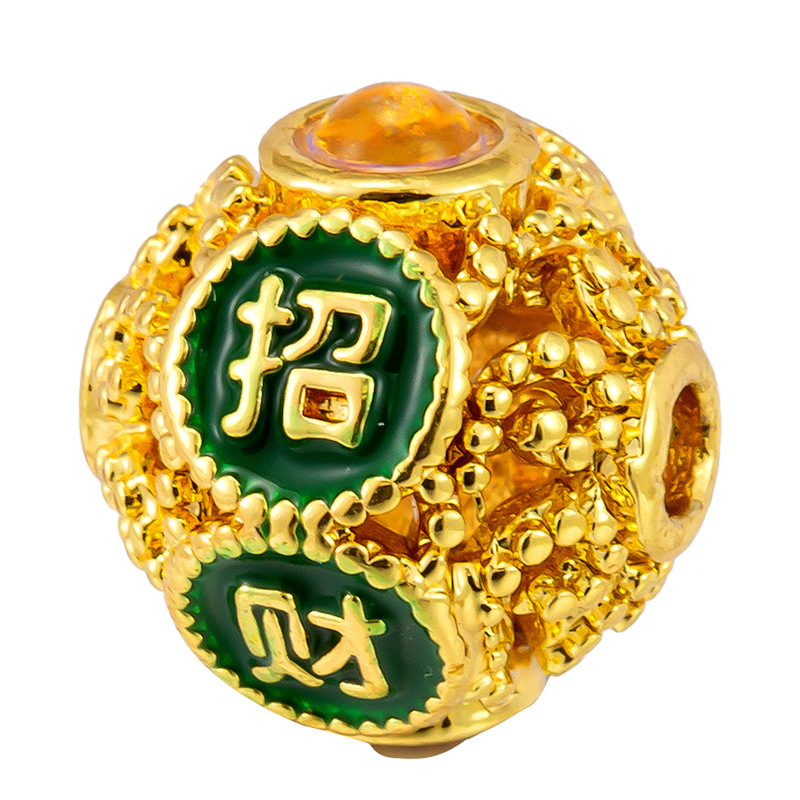 Colgante de cobre micro incrustado Gufasha oro goteo de aceite perlas de transferencia DiDi con perlas de acessorios de perlas huecas fábrica de perlas al por mayor