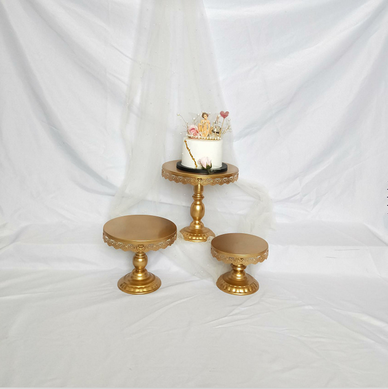 Estilo europeo creativo oro hueco soporte de la torta accesorios de la boda decoración de la Mesa de postre tienda de postres pastel de postre combinación image 6
