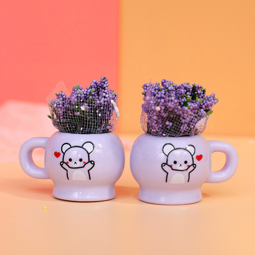 Cartoon Simulation Flower Water Pot Desktop Decorative DIY Creative Small Gift Student Gift Room Decoration