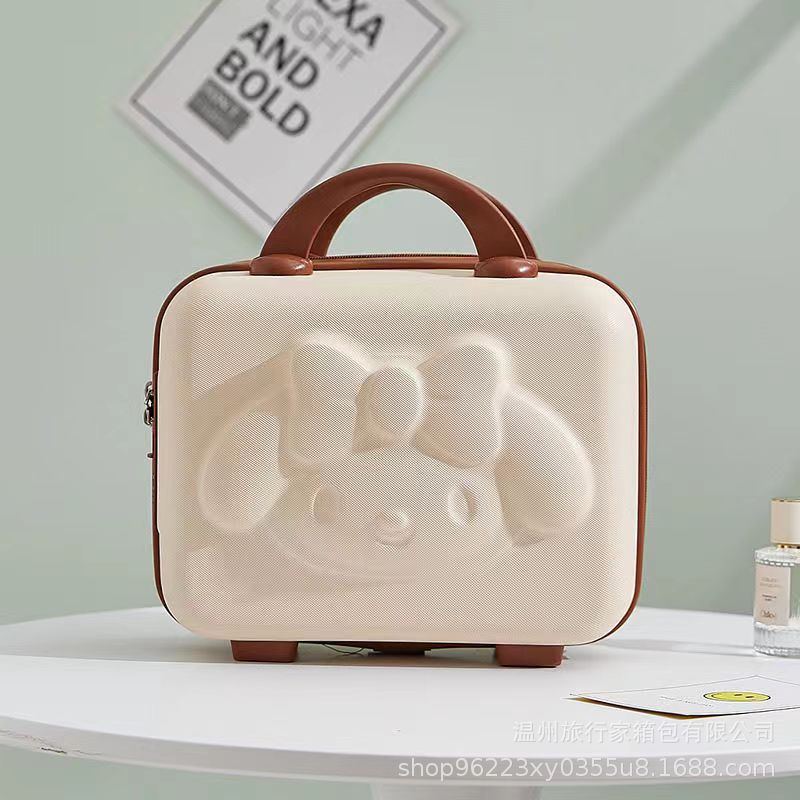 Bolsa de cosméticos de equipaje portátil de 14 pulgadas estudiante femenina mini dibujos animados 3D conejo contraseña caja pequeña caja de almacenamiento de viaje
