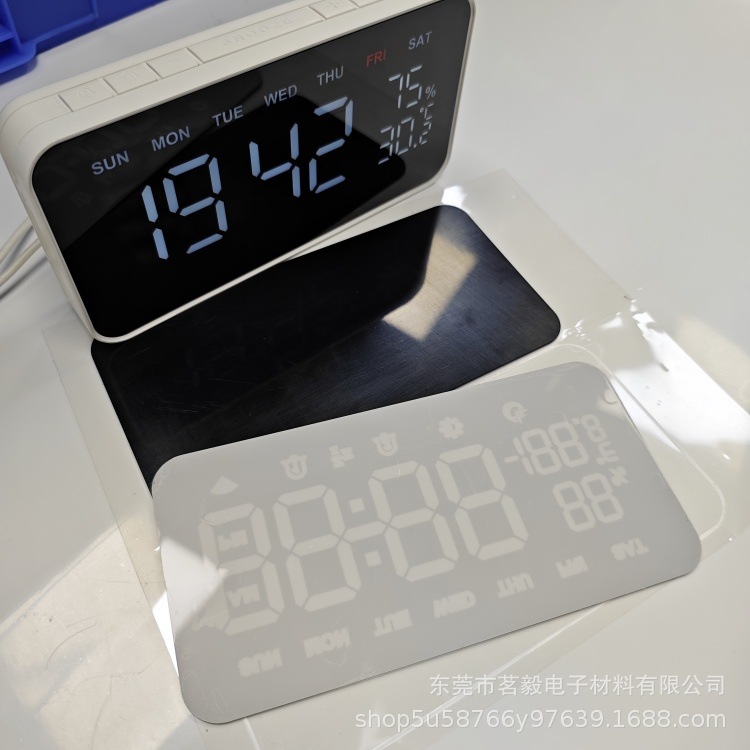 十多年工厂 时钟数码管镜片 PMMA亚克力半透数显面板 隐藏字体
