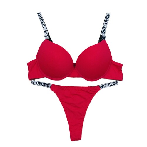 Cross underwear underwear, thin massage cup, breathable push-up bra, women's T-string hot pants, beautiful back bra set