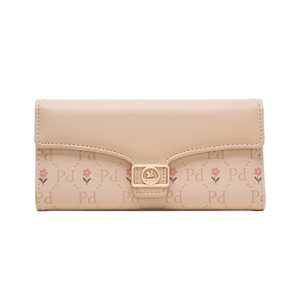 Buckle Closure Type Clutch Bag, Long Wallet Bags Type Daily Occasion Women's Flower Pu Leather Buckle Wallets