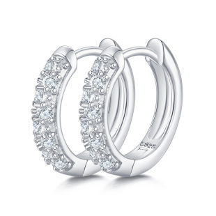 Fashion Small Ear Ring s925 Sterling Silver Mosaic Moissanite Colored Gold Circle Earrings Cross-border European and American Hip Hop Earrings for Men and Women