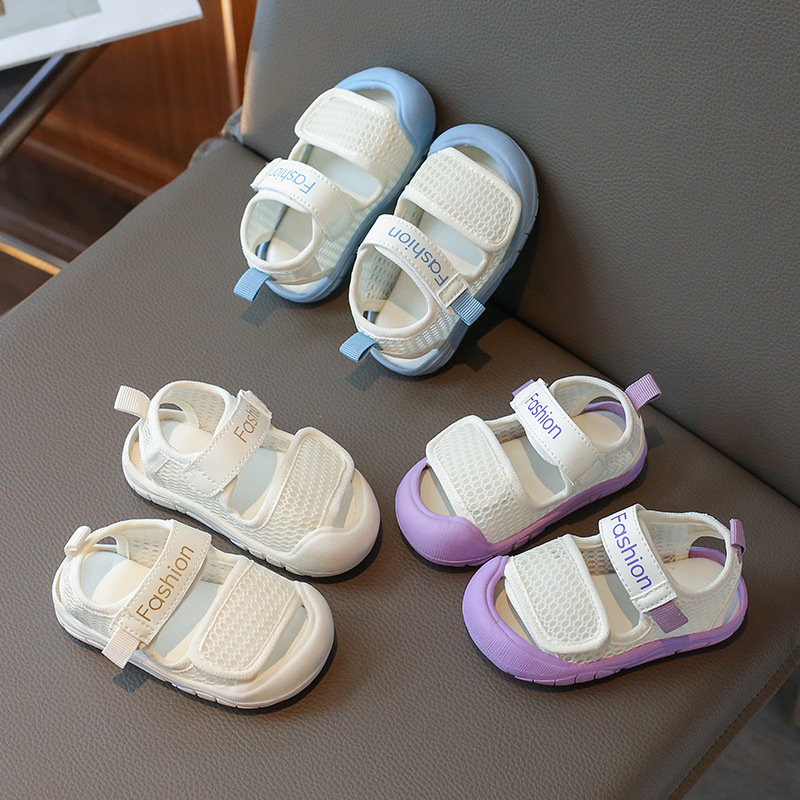 2024夏季婴儿鞋子宝宝凉鞋男童软底学步鞋包头防踢小孩透气鞋代发