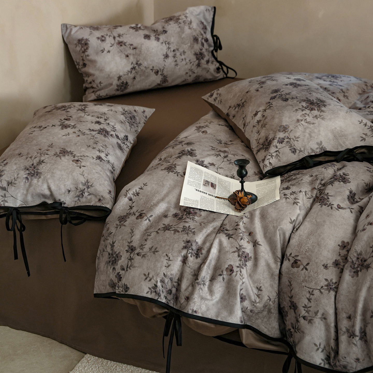 Elegant Nordic Style Bedding Set In Cotton Sateen King Size_voghion.com