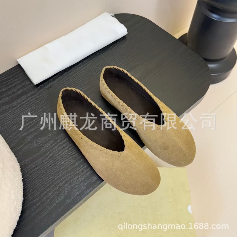 高端2025新款真皮圆头复古浅口芭蕾跳舞鞋平底奶奶鞋舒适百搭单鞋|undefined