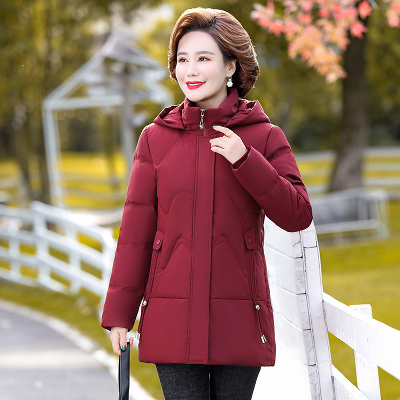 新款轻奢正品羽绒服女短款90白鹅绒加厚保暖中老年气质大码冬装潮|undefined