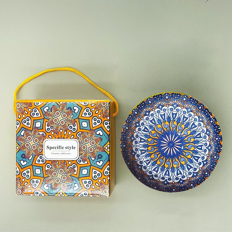 Bohemia tazón de cerámica para regalar tazón de regalo de desayuno transfronterizo tazón de postre esmaltado caja de regalo tazón de arroz image 4