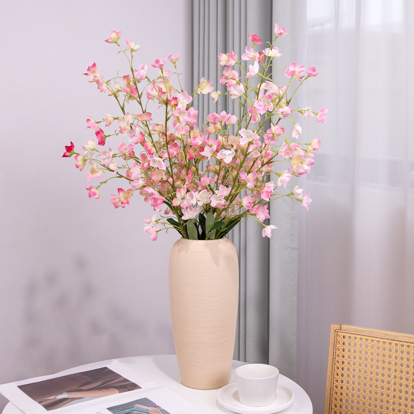 Orquídea de campana flor de simulación sala de estar lujosa de alta gama decoración floral